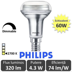 Bec LED Philips - LED reflector R50 4,5W 230V E14 36D DIM alb-cald