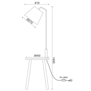 LAMPADAR ACA LIGHTING TF176991FNW LEMN NATUR TEXTIL ALB METAL ALB E27