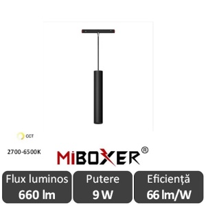 MIBOXER Lampă suspendată șină magnetică Zigbee + RF Dimabil 9W CCT Negru