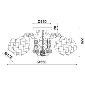 CORP SUSPENDAT ACA LIGHTING EG16585C METAL ALB PATINAT STICLA SABLATA CRISTAL E27