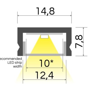 Profil aluminiu aparent BASELYTE-10 LOW, alb, lungime 2m - Img 2