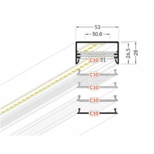 Profil LED aparent LOWI C10, negru, lungime 2m - Img 2
