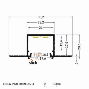Profil LED încastrat LINEA-IN20 Trimless, aluminiu anodizat, lungime 2m - Img 2