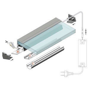 Profil LED pentru sticlă EDGE 10, aluminiu neanodizat, lungime 2m - Img 2