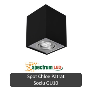 SPECTRUM Spot Chloe Pătrat Negru Orientabil 1XGU10