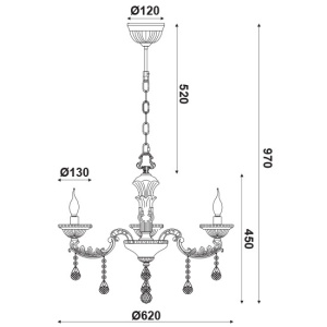 CORP SUSPENDAT ACA LIGHTING EG166493PBR METAL ALAMA CRISTAL E14