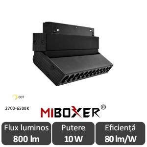 MIBOXER Proiector pliabil șină magnetică Zigbee + RF Dimabil 10W CCT Negru