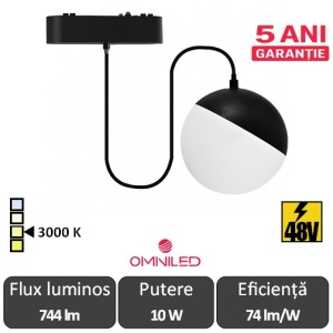 OMNILED GLOBS Proiector glob șina magnetică ultra slim XT 10W 3000K Negru