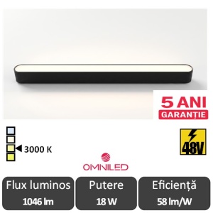 OMNILED OPAL Proiector liniar șina magnetică ultra slim XT 18W 3000K Negru