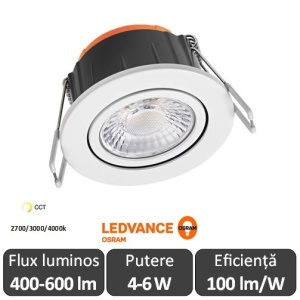 OSRAM Ledvance Spot Led Orientabil Dimabil 4W sau 6W Alb CCT 2700K/3000K/4000K