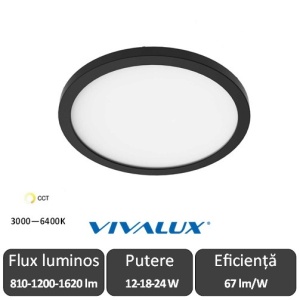 Plafonieră LED Vivalux NEBULA Negru sau Crom CCT 12-18-24W
