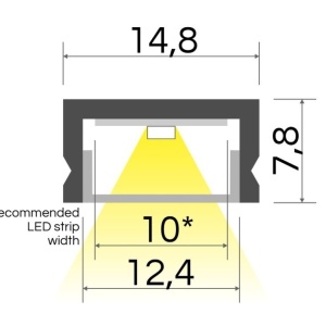 Profil aluminiu aparent BASELYTE-10 LOW, negru, lungime 2m - Img 2