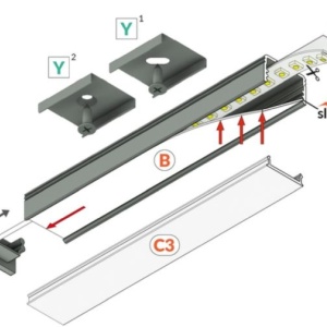 Profil aluminiu aparent UNI14, negru, lungime 2m - Img 4