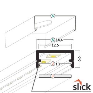 Profil LED aparent BEGTON 12, alb, lungime 2m - Img 3