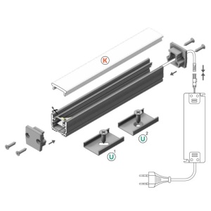 Profil LED de pardoseală FLOOR12, aluminiu anodizat, lungime 2m - Img 2