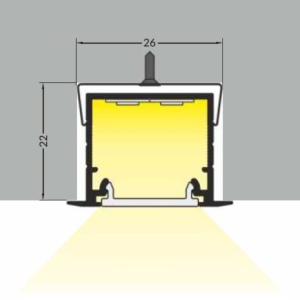 Profil LED încastrat LINEA IN 20, aluminiu neanodizat, lungime 2m - Img 3