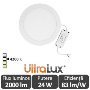 Ultralux Panou Led Rotund 24W Alb-Neutru LPRB2202442