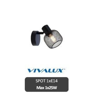 Aplică Spot orientabil VIVALUX ELINOR SP958-1R, 1 x E14, Max 25W, Negru