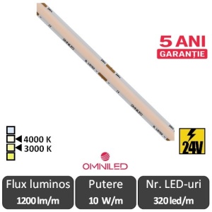 Bandă LED flexibilă SOB premium 10W/m 320led/m CRI90 24V