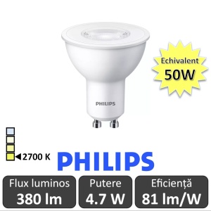 Bec LED Philips - Spot Led 3 x 4.7W GU10 alb-cald