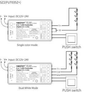 Controler MiBoxer Smart 2 în 1 monocolor/CCT ZIGBEE+RF, 12A, 12-24V - Img 2