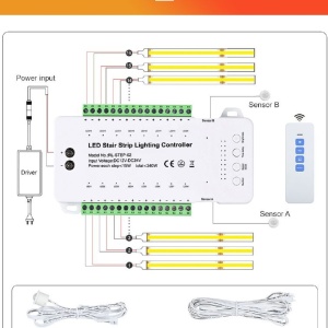Controler Smart Iluminat Scări 16 Trepte cu telecomandă și 2 senzori - Img 9