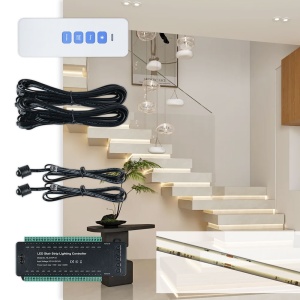 Controler Smart Iluminat Scări Negru 28 Trepte cu telecomandă și 2 senzori - Img 5