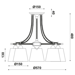 CORP SUSPENDAT ACA LIGHTING EG165075C METAL NEGRU TEXTIL BEJ FRANGHIE E14