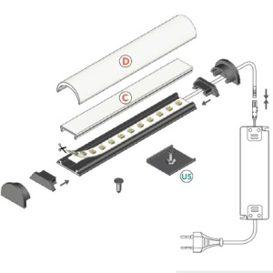 Profil LED aparent ARC 12, aluminiu neanodizat, lungime 2m - Img 2