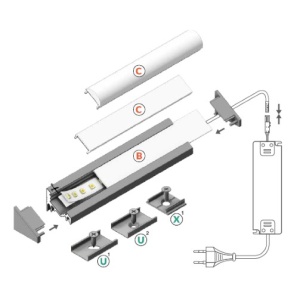 Profil LED de colț CORNER 10, aluminiu anodizat, lungime 2m - Img 2