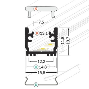Profil LED de pardoseală FLOOR12, aluminiu anodizat, lungime 2m - Img 3