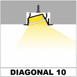 Profil LED încastrat DIAGONAL 10, aluminiu neanodizat, lungime 2m - Img 4