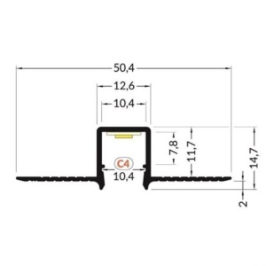 Profil LED încastrat HIDE10, aluminiu neanodizat, lungime 2m - Img 2