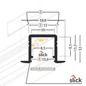 Profil LED încastrat SMART IN 10, aluminiu neanodizat, lungime 2m - Img 2