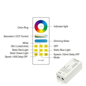 Set MiBoxer RGB Dimmer RF și telecomandă Touch, 15A, 12-24V - Img 5