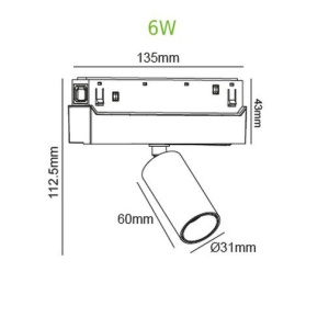 ACA Proiector șina magnetică HUBE MINI 6W 3000/4000K Alb sau Negru - Img 3