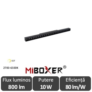 MIBOXER Proiector liniar șină magnetică Zigbee + RF Dimabil 10W CCT Negru