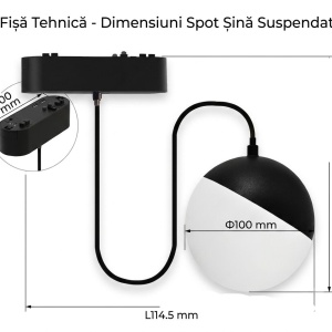 OMNILED GLOBS Proiector glob șina magnetică ultra slim XT 10W 3000K Negru - Img 2