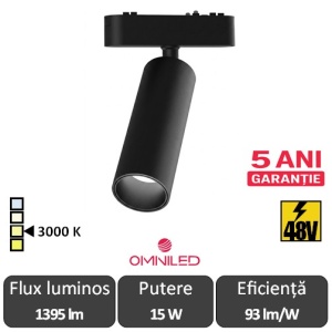OMNILED SPOT Proiector șina magnetică ultra slim XT 15W 3000K Negru