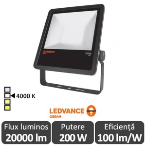 Osram Ledvance - Proiector LED de Exterior 200W IP65 4000K Alb-Neutru BK