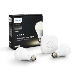 Philips - Set becuri HUE Starter Kit 9.5W alb-cald A60 E27 (2 becuri + 1 bridge)