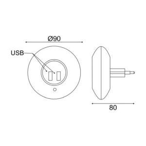 Priză cu ieșire 2XUSB led 1W 4000K - Img 3