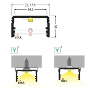Profil aluminiu aparent UNI14, alb, lungime 2m - Img 2