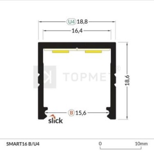 Profil LED aparent SMART 16, aluminiu anodizat, lungime 2m - Img 4