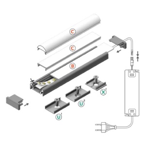 Profil LED aparent SURFACE 10, alb, lungime 2m - Img 2