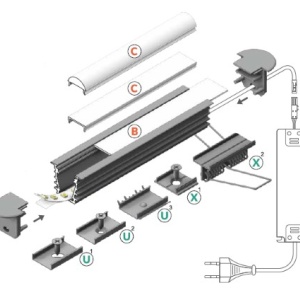 Profil LED încastrat DEEP 10, negru, lungime 2m - Img 2