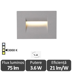 VK Light Led Iluminat Perete 3.6W 3000K IP65 Alb sau Gri Model 02109