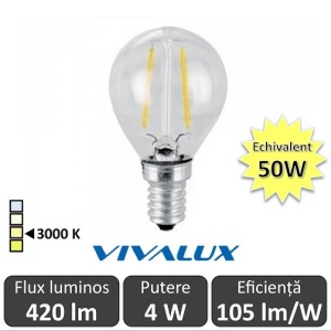 Bec LED Clasic Vivalux 4W 420lm E14 GF45