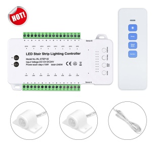 Controler Smart Iluminat Scări 16 Trepte cu telecomandă și 2 senzori