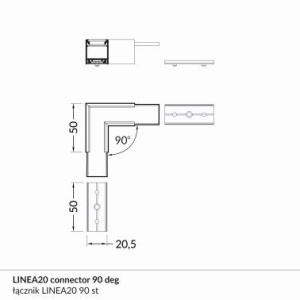 Element colt 90 grade profil LED Linea20 - 1 buc - Img 2